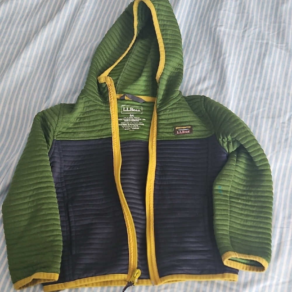 L.L. Bean Kids Green and Black Quilted Hoodie